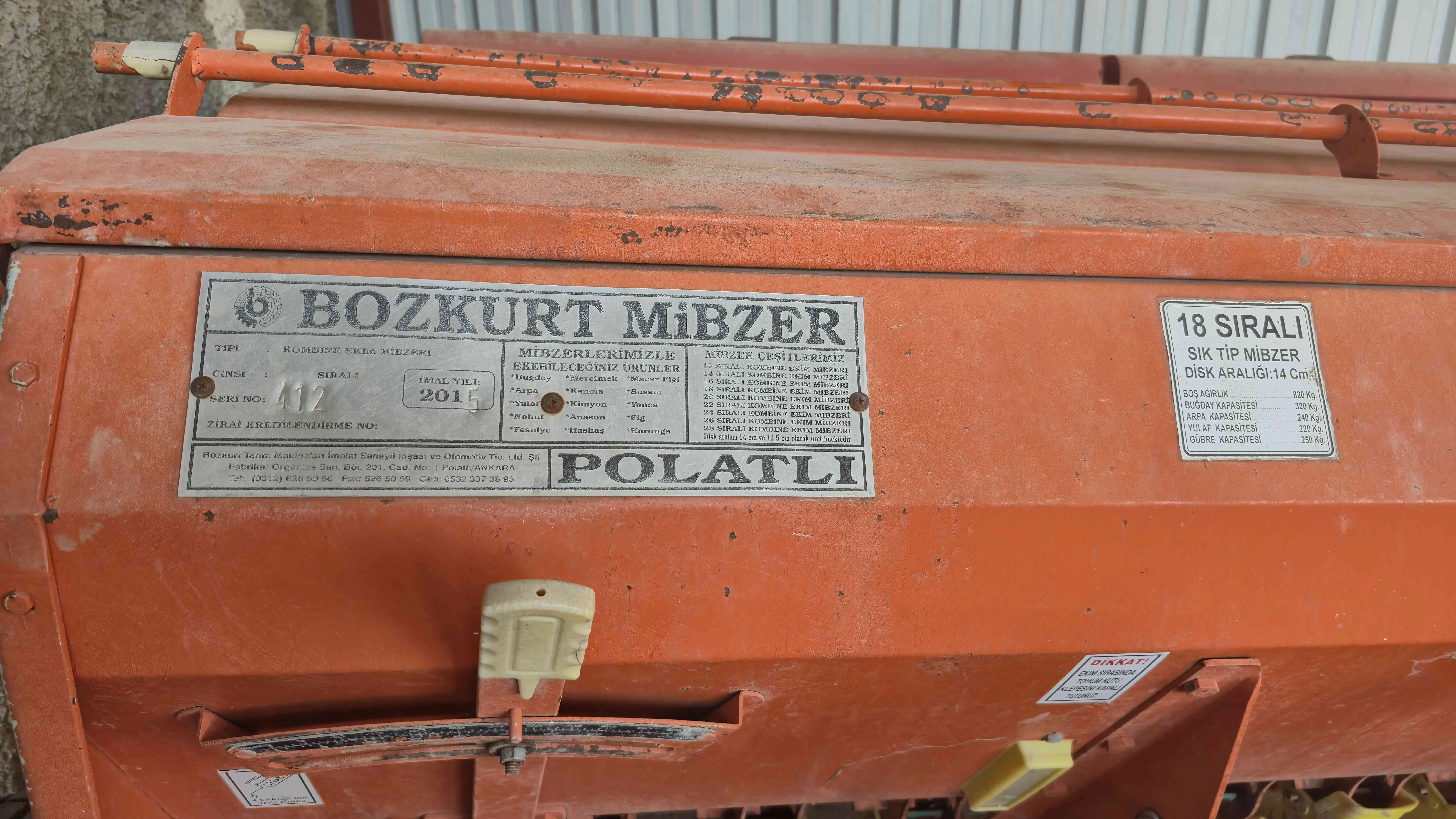 2015 Model Bozkurt Mibzer Pistonlu Derinlik Ayarlı Çok Temiz